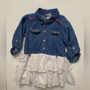 Little Lass Denim & Lace Dress little girls See measurements